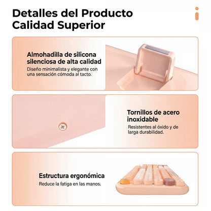 Combo Teclado y Mouse Inalámbrico Mofii Lovely - Rosado | Full-Size 104 Teclas Redondas DPI Ajustable | 2.4G