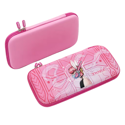 Estuche Rígido Nintendo Switch 1 y OLED – Diseño Rosa Anime | 10 Cartuchos | Bolsillo Malla | Para Ellas