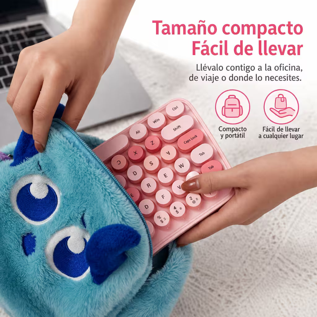 Combo Teclado y Mouse Inalámbrico Mofii Retro - 68 Teclas Redondas Rosado | 2.4G Receptor Único