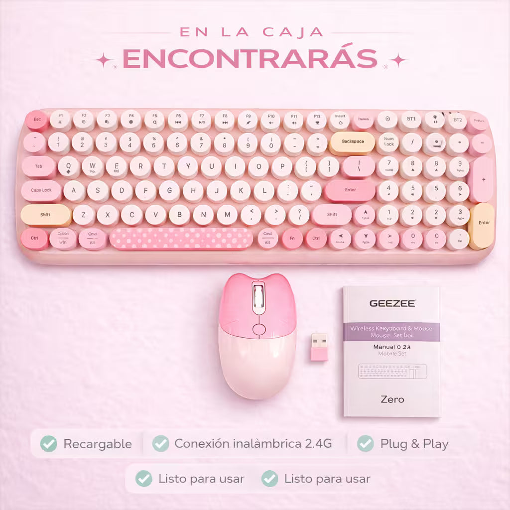 Combo Teclado y Mouse Geezer Candy Pro - Rosado - vista 13 combo teclado mouse