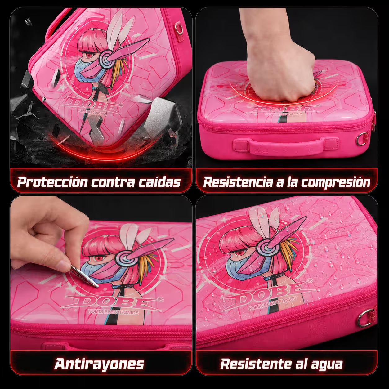 Maleta Viajera Nintendo Switch 1 y OLED – Diseño Anime Rosa | EVA Rígida