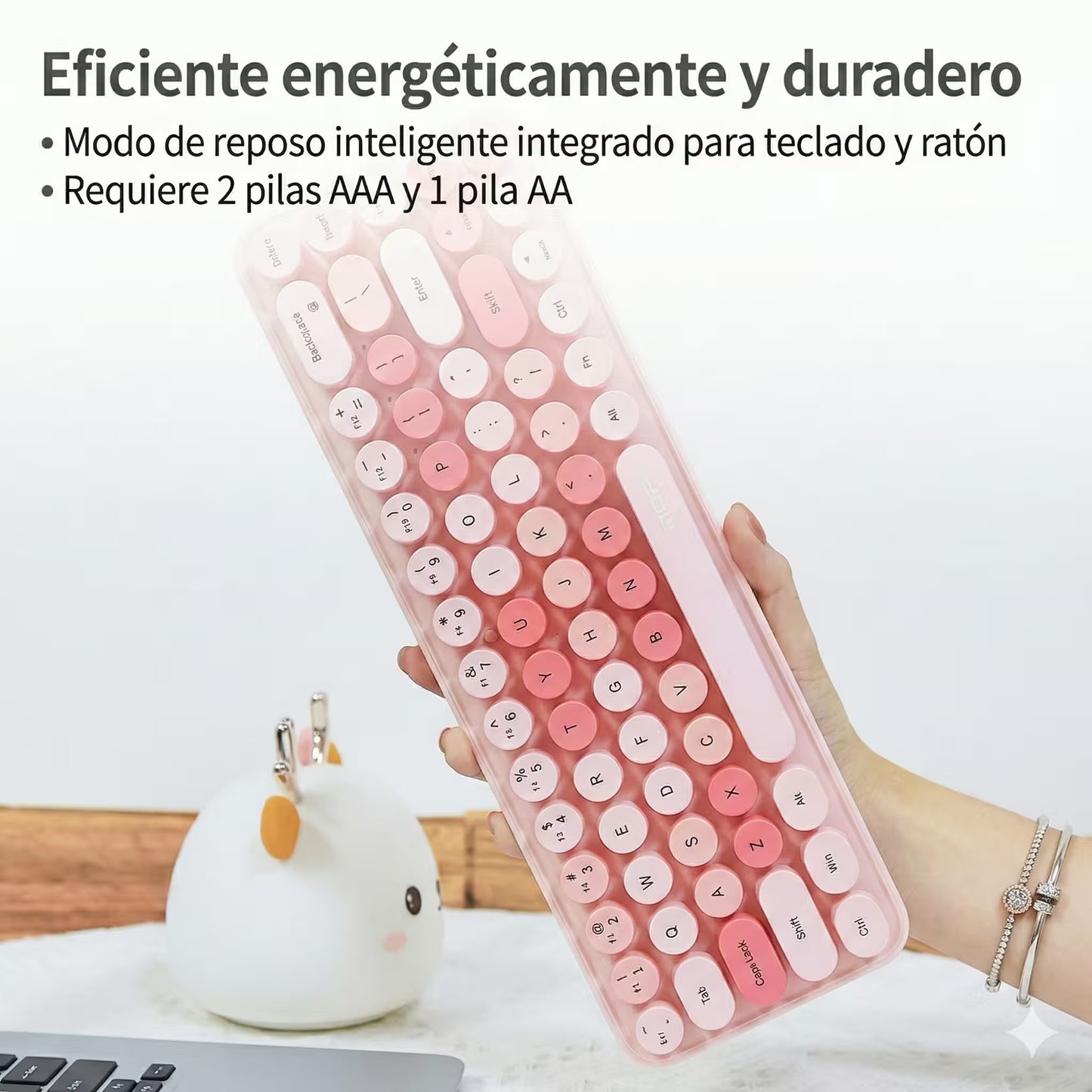 Combo Teclado y Mouse Inalámbrico Mofii Retro - 68 Teclas Redondas Rosado | 2.4G Receptor Único