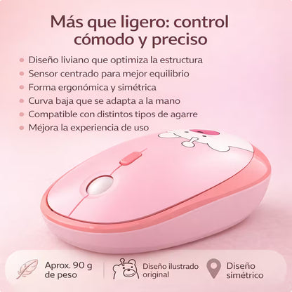 Mouse Inalámbrico Silencioso Geezer M2 - Rosado Diseño Osito | 3 DPI 2.4G 10m | Cute Para Ella