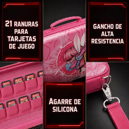 Maleta Viajera Nintendo Switch 1 y OLED – Diseño Anime Rosa | EVA Rígida