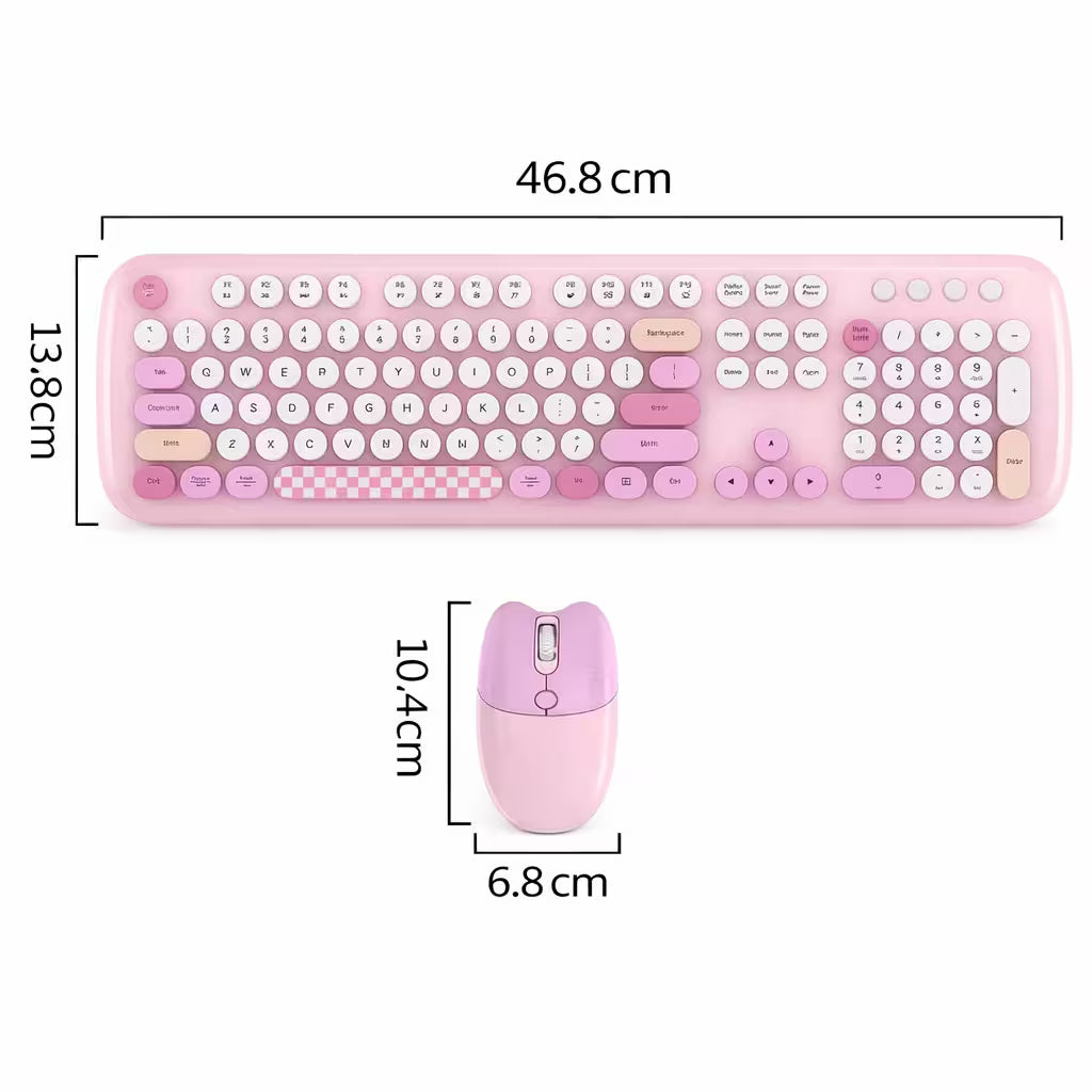 Combo Teclado y Mouse Inalámbrico Geezer Zero - Rosado | 104 Teclas Redondas Full-Size | Bajo Ruido | 2.4G