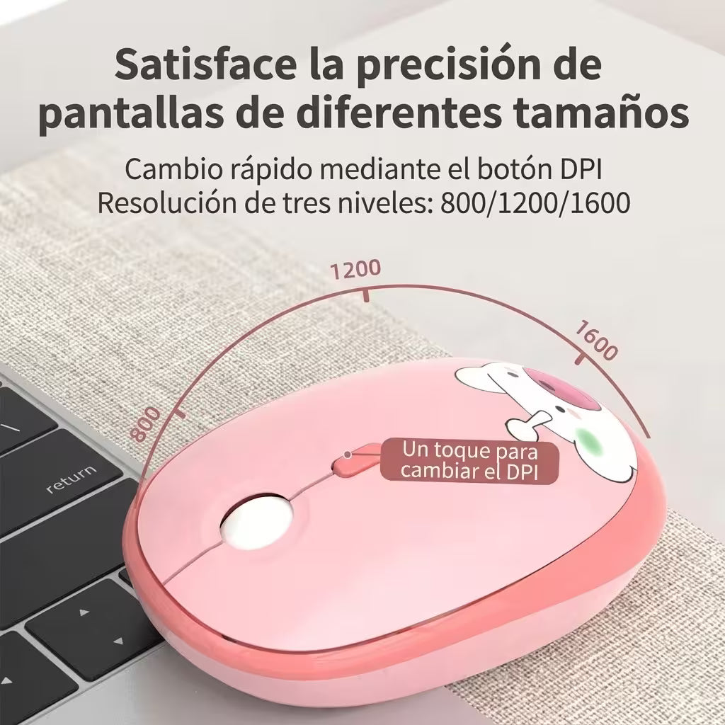 Mouse Inalámbrico Silencioso Geezer M2 - Rosado Diseño Osito | 3 DPI 2.4G 10m | Cute Para Ella