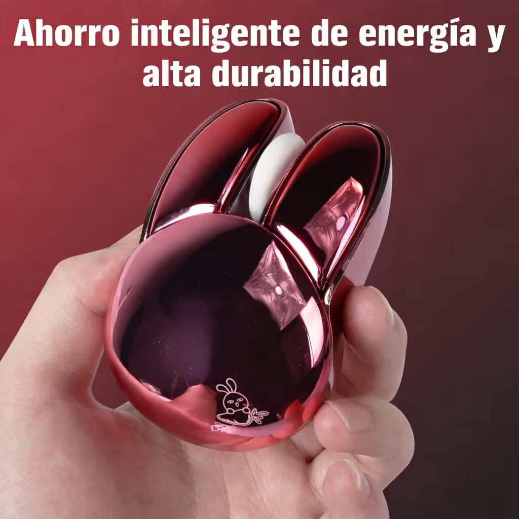 Mouse Inalámbrico Mofii M6 DM - Rosado Metalizado Rabbit Ear | Triple Conexión Bluetooth 2.4G Silencioso