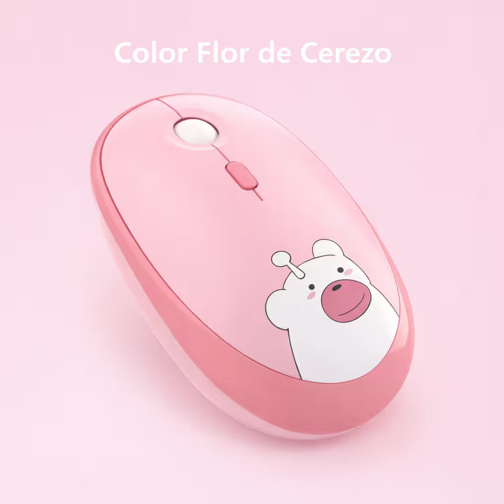 Mouse Inalámbrico Silencioso Geezer M2 - Rosado Diseño Osito | 3 DPI 2.4G 10m | Cute Para Ella
