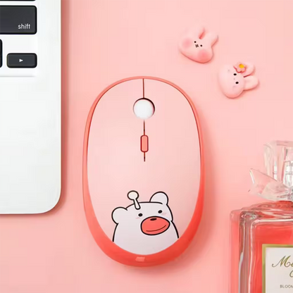 Mouse Inalámbrico Silencioso Geezer M2 - Rosado Diseño Osito | 3 DPI 2.4G 10m | Cute Para Ella