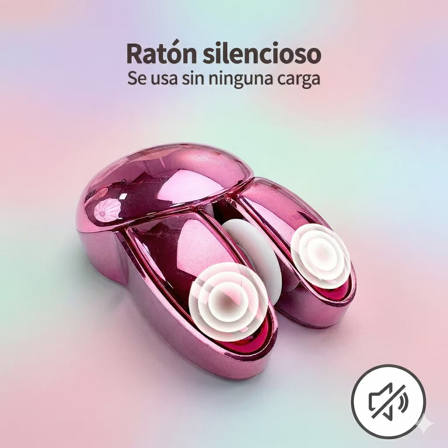 Mouse Inalámbrico Mofii M6 DM - Rosado Metalizado Rabbit Ear | Triple Conexión Bluetooth 2.4G Silencioso