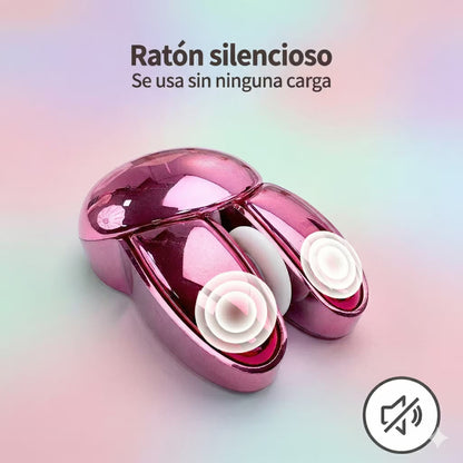 Mouse Inalámbrico Mofii M6 DM - Rosado Metalizado Rabbit Ear | Triple Conexión Bluetooth 2.4G Silencioso