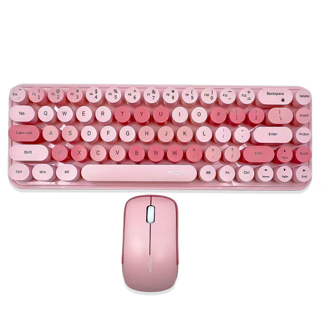 Combo Teclado y Mouse Inalámbrico Mofii Retro - 68 Teclas Redondas Rosado | 2.4G Receptor Único