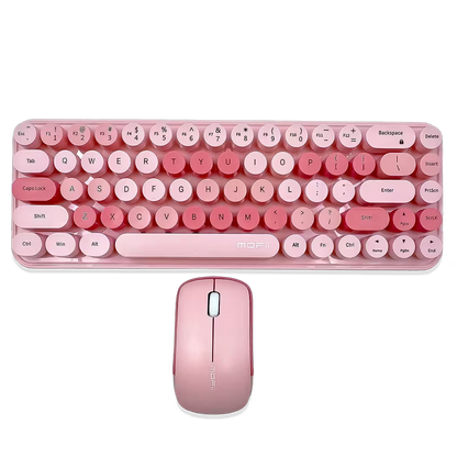 Combo Teclado y Mouse Inalámbrico Mofii Retro - 68 Teclas Redondas Rosado | 2.4G Receptor Único