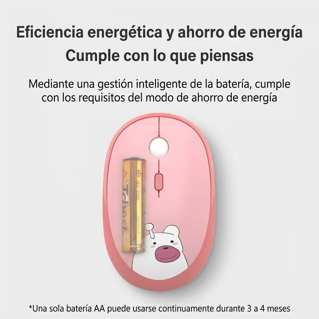Mouse Inalámbrico Silencioso Geezer M2 - Rosado Diseño Osito | 3 DPI 2.4G 10m | Cute Para Ella