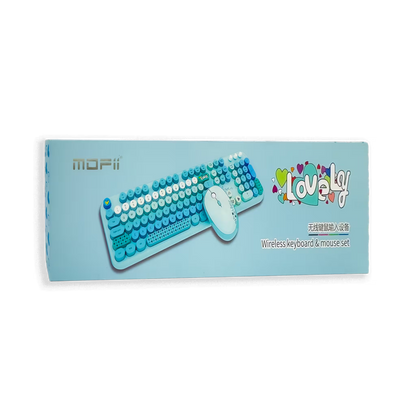 COMBO TECLADO Y MOUSE SILENCIOSO | MOFII LOVELY AZUL