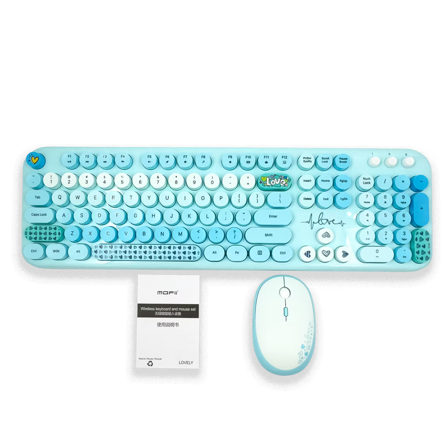 COMBO TECLADO Y MOUSE SILENCIOSO | MOFII LOVELY AZUL