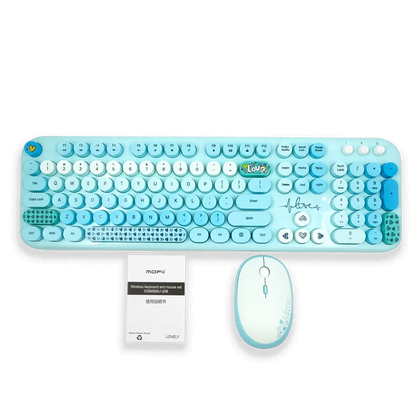 COMBO TECLADO Y MOUSE SILENCIOSO | MOFII LOVELY AZUL