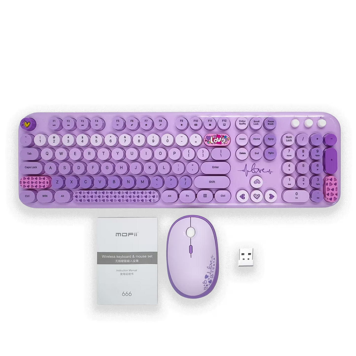 COMBO TECLADO Y MOUSE SILENCIOSO | MOFII LOVELY MORADO