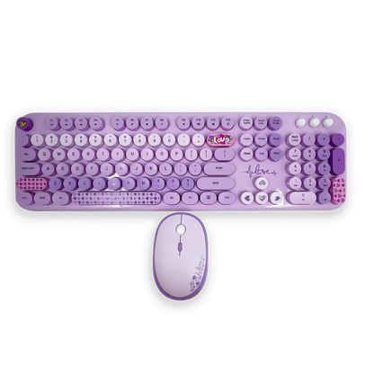 COMBO TECLADO Y MOUSE SILENCIOSO | MOFII LOVELY MORADO