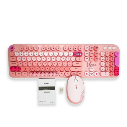 COMBO TECLADO Y MOUSE SILENCIOSO | MOFII LOVELY ROSADO