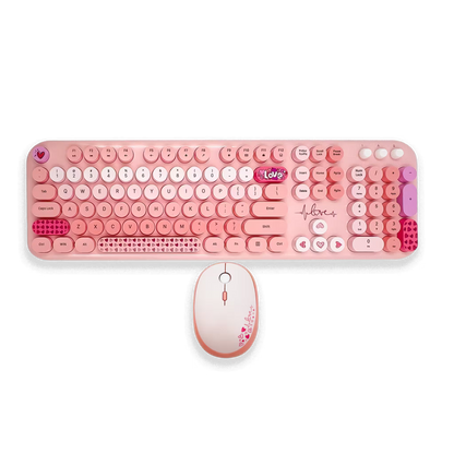 COMBO TECLADO Y MOUSE SILENCIOSO | MOFII LOVELY ROSADO