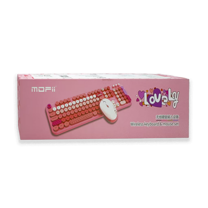 COMBO TECLADO Y MOUSE SILENCIOSO | MOFII LOVELY ROSADO