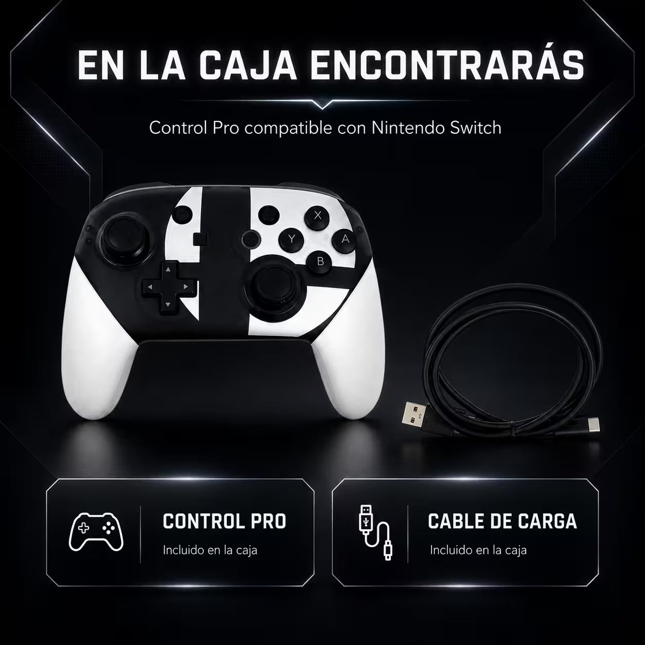 Control Pro Genérico Nintendo Switch - Edición Super Smash Bros Ultimate | Bluetooth Vibración Dual Giroscopio | 8H