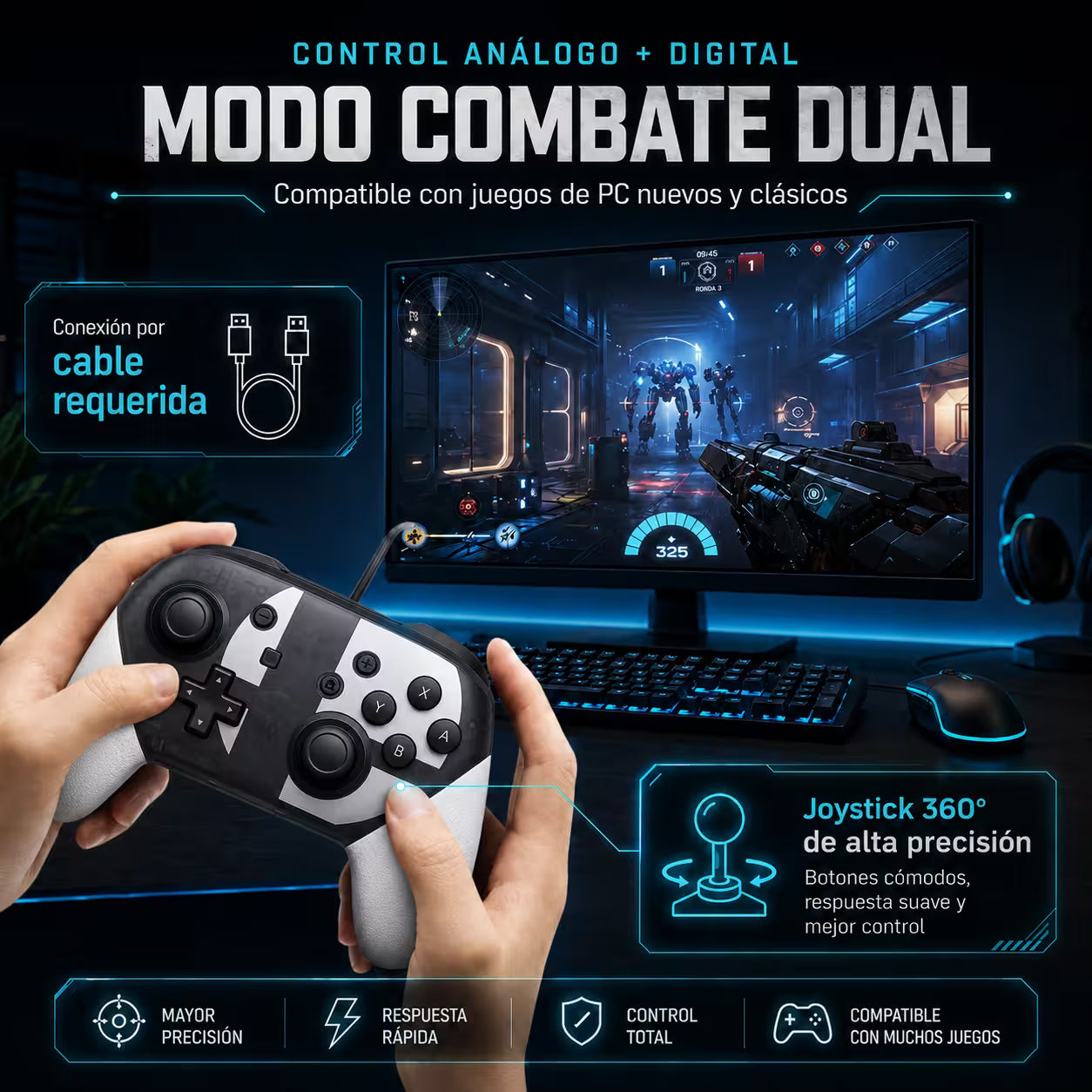 Control Pro Genérico Nintendo Switch - Edición Super Smash Bros Ultimate | Bluetooth Vibración Dual Giroscopio | 8H