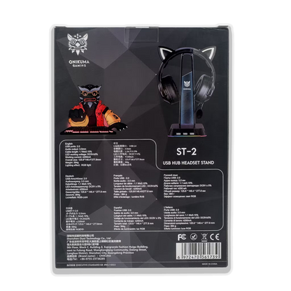 Soporte Gaming RGB con Hub USB y Audio 3.5mm | ONIKUMA ST-2 NEGRO