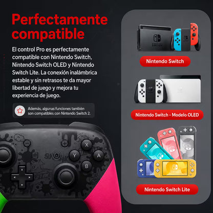 Control Pro Genérico Nintendo Switch - Edición Splatoon 2 | Bluetooth Vibración Dual Giroscopio | 8H