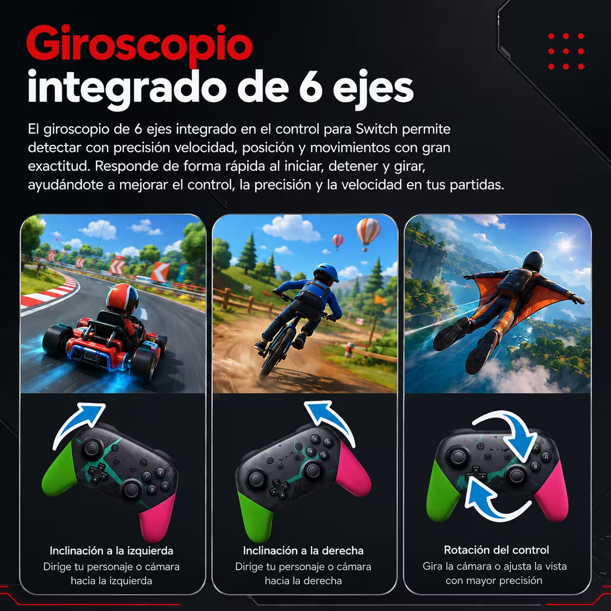 Control Pro Genérico Nintendo Switch - Edición Splatoon 2 | Bluetooth Vibración Dual Giroscopio | 8H