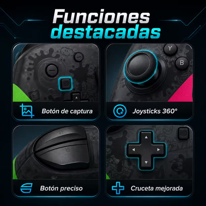 Control Pro Genérico Nintendo Switch - Edición Splatoon 2 | Bluetooth Vibración Dual Giroscopio | 8H