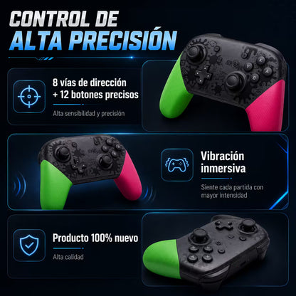 Control Pro Genérico Nintendo Switch - Edición Splatoon 2 | Bluetooth Vibración Dual Giroscopio | 8H