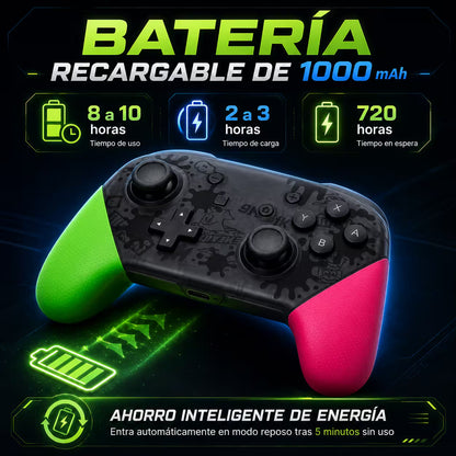 Control Pro Genérico Nintendo Switch - Edición Splatoon 2 | Bluetooth Vibración Dual Giroscopio | 8H