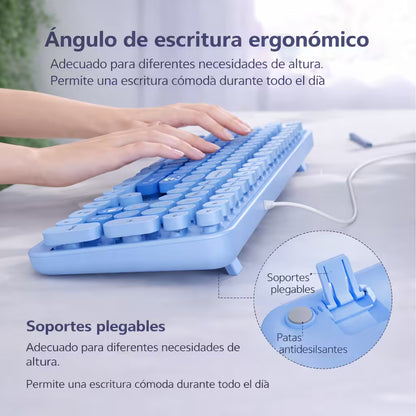 Teclado Cable MOFii Sweet Azul - 104 Teclas Retro Multimedia USB