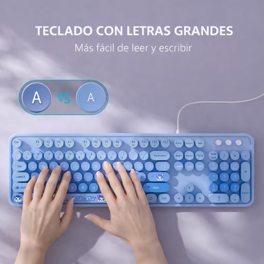 Teclado Cable MOFii Sweet Azul - 104 Teclas Retro Multimedia USB