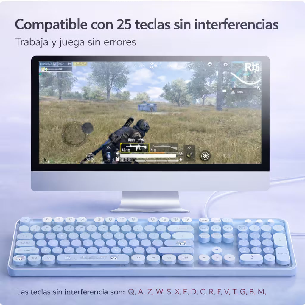 Teclado Cable MOFii Sweet Azul - 104 Teclas Retro Multimedia USB