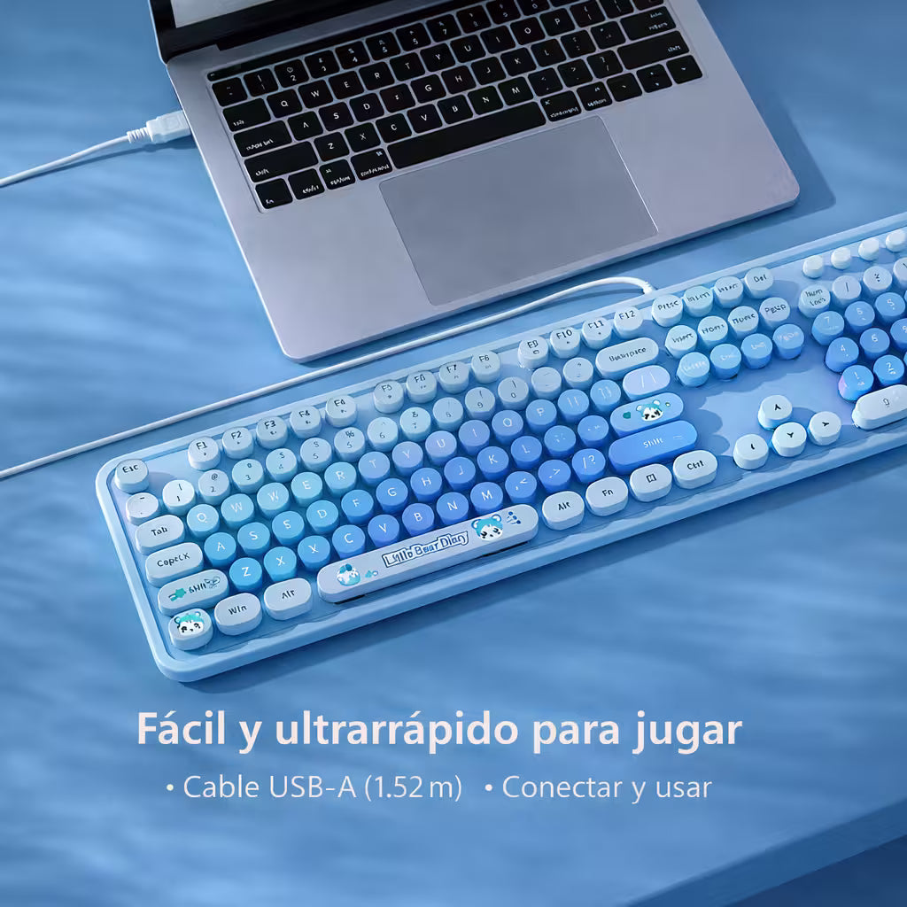 Teclado Cable MOFii Sweet Azul - 104 Teclas Retro Multimedia USB
