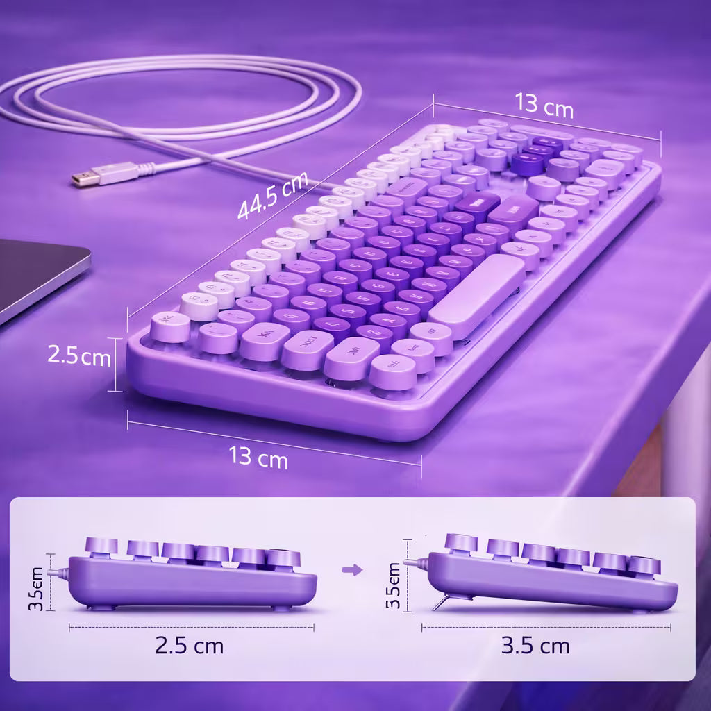 Teclado Cable MOFii Sweet Morado - 104 Teclas Retro USB Multimedia