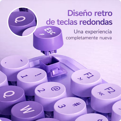 Teclado Cable MOFii Sweet Morado - 104 Teclas Retro USB Multimedia