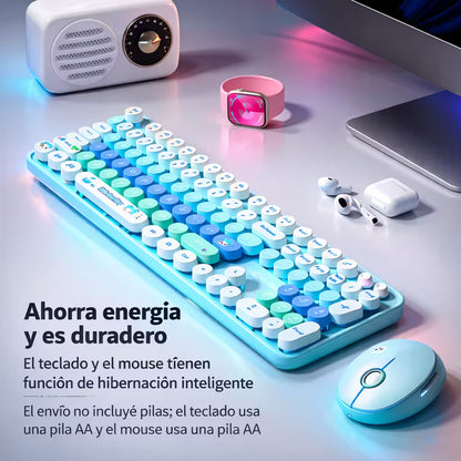 Combo Teclado Mouse Inalámbrico MOFII Sweet — Azul | 2.4G Ergónomico Silencioso