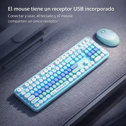 Combo Teclado Mouse Inalámbrico MOFII Sweet — Azul | 2.4G Ergónomico Silencioso