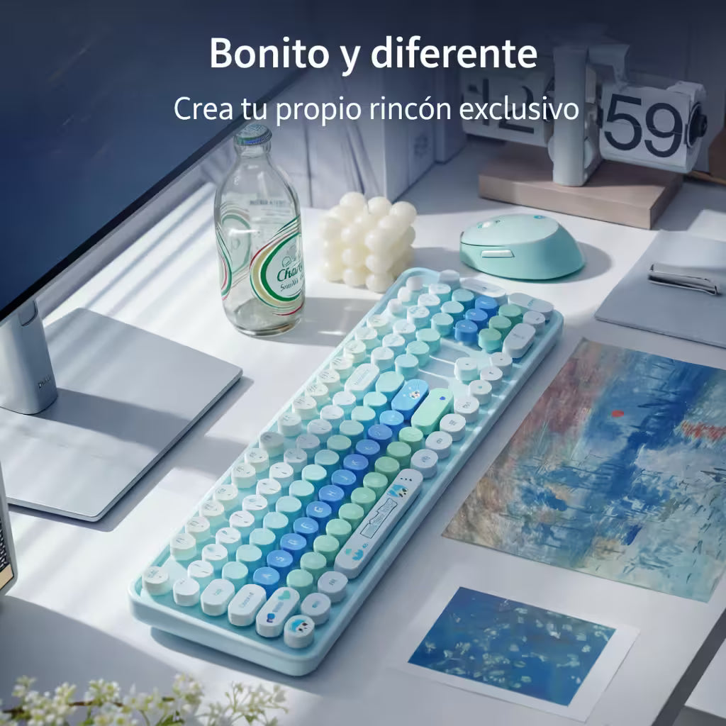 Combo Teclado Mouse Inalámbrico MOFII Sweet — Azul | 2.4G Ergónomico Silencioso