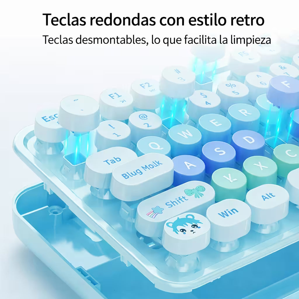 Combo Teclado Mouse Inalámbrico MOFII Sweet — Azul | 2.4G Ergónomico Silencioso