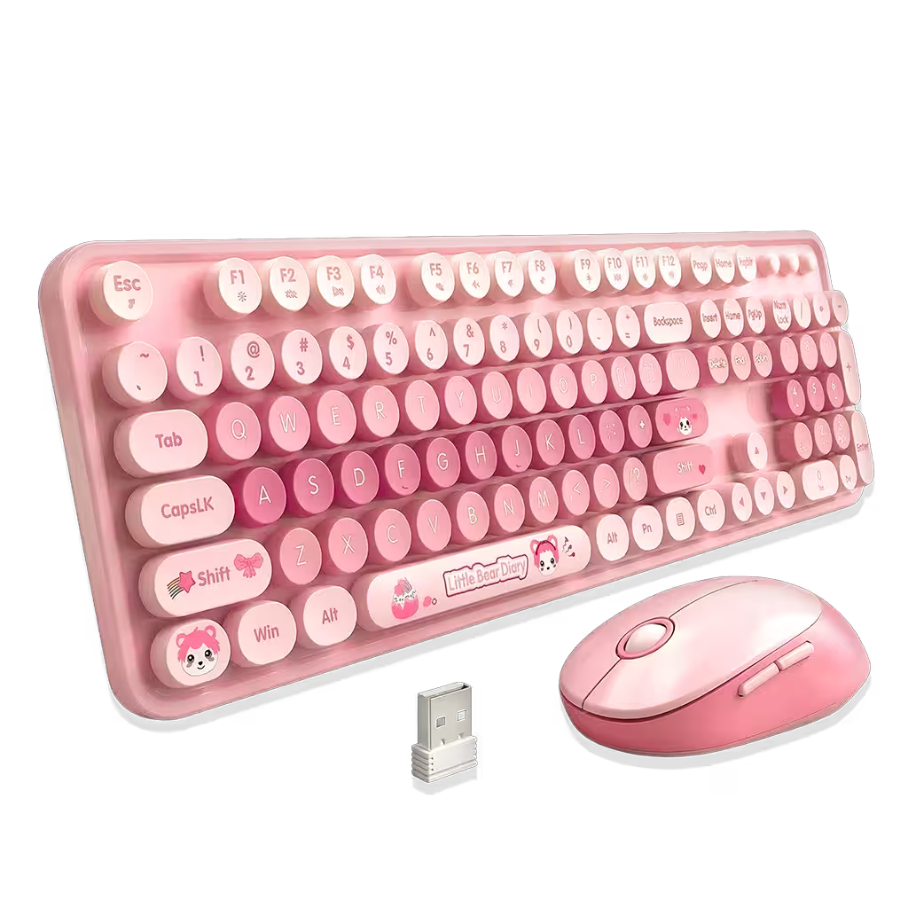 Combo Teclado Mouse Inalámbrico MOFII Sweet — Rosado | 2.4G Ergónomico Silencioso