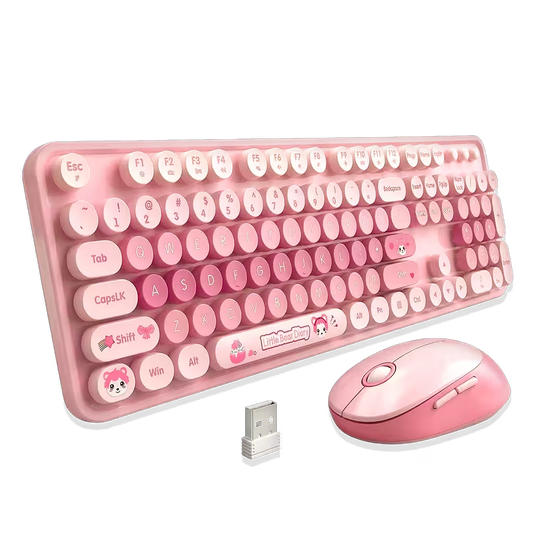 Combo Teclado Mouse Inalámbrico MOFII Sweet — Rosado | 2.4G Ergónomico Silencioso