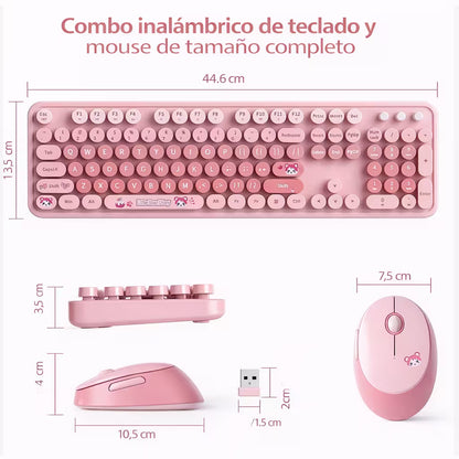 Combo Teclado Mouse Inalámbrico MOFII Sweet — Rosado | 2.4G Ergónomico Silencioso