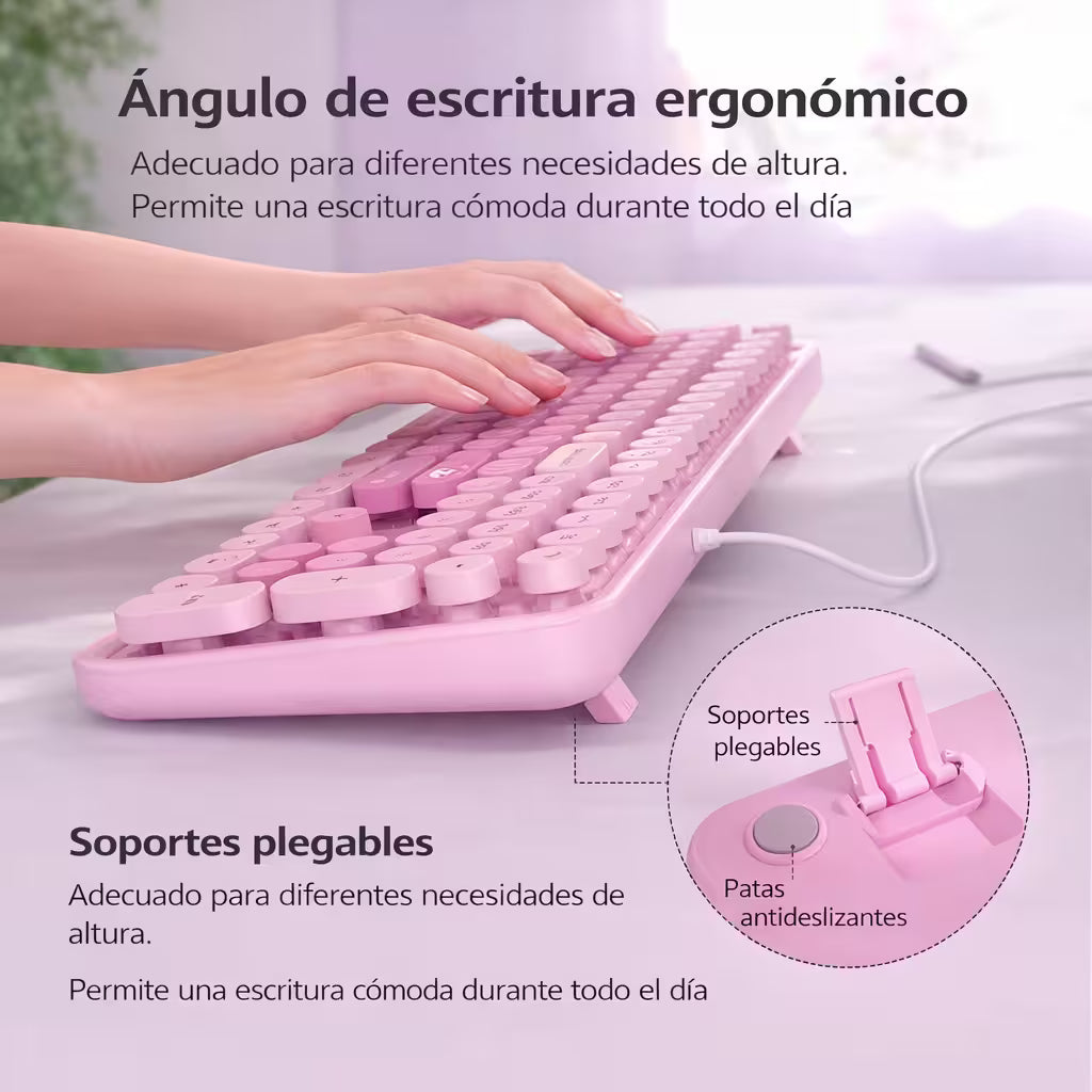 Teclado Cable MOFii Sweet Rosado - 104 Teclas Retro USB M... - vista 6 teclado gamer