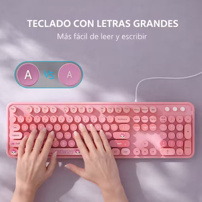 Teclado Cable MOFii Sweet Rosado - 104 Teclas Retro USB M... - vista 8 teclado gamer