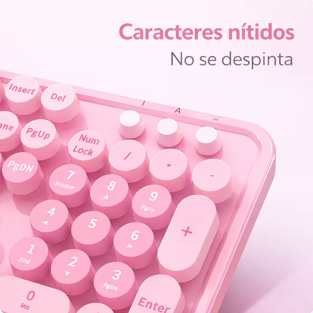 Combo Teclado Mouse Inalámbrico MOFII Sweet — Rosado | 2.4G Ergónomico Silencioso